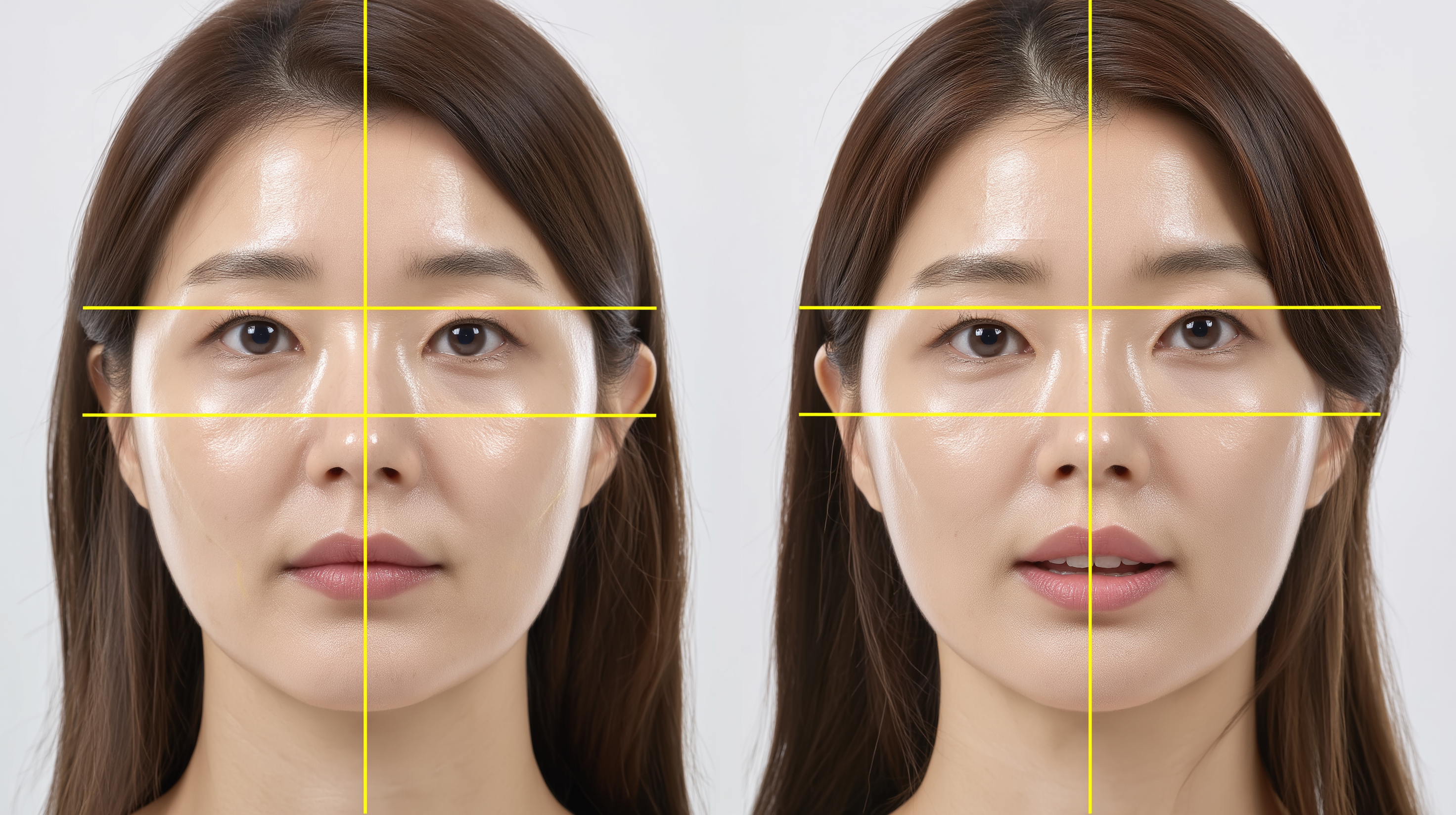 안면비대칭 10회 치료 전후