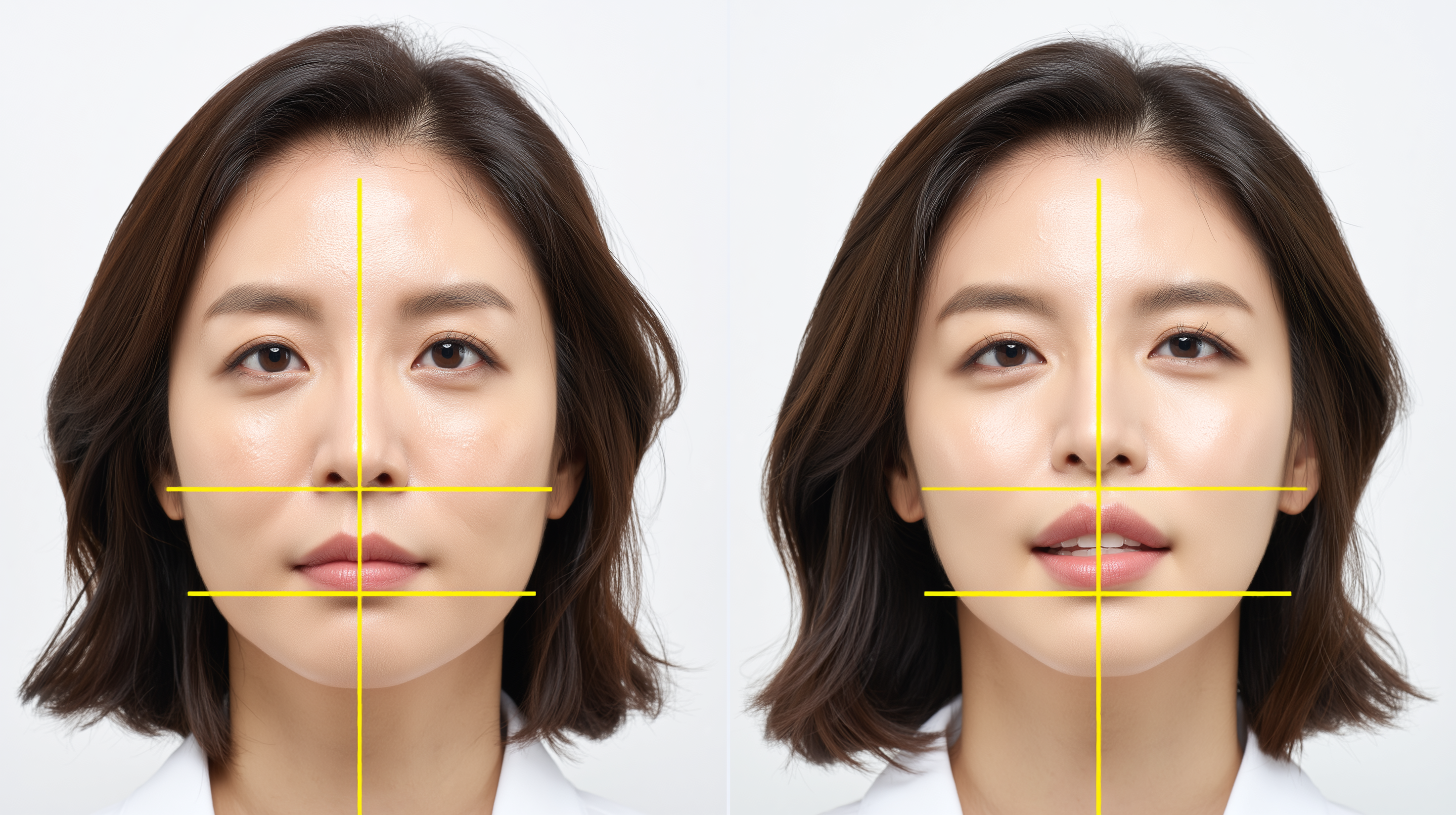 안면비대칭 1회 치료 전후